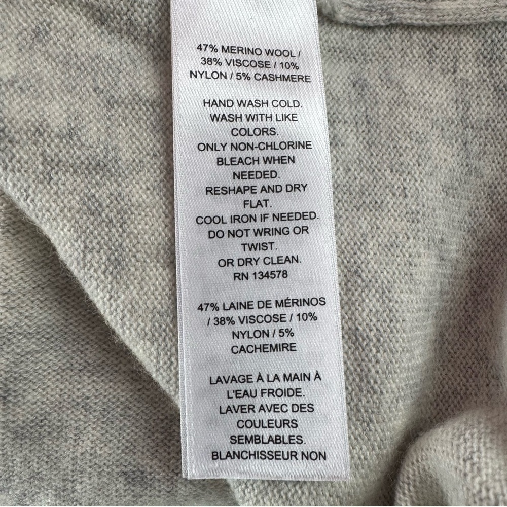 Vineyard Vines Cashmere Merino Wool Drop Shoulder Fringe Sweater Gray Medium - Picture 8 of 9